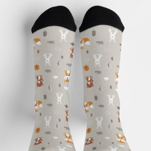 Whimsical Woodland Animal Pattern Sokken (Top)