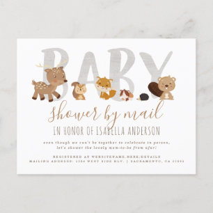 Whimsical Woodland Animals Baby shower per post Uitnodiging Briefkaart