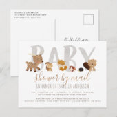 Whimsical Woodland Animals Baby shower per post Uitnodiging Briefkaart (Voorkant / Achterkant)