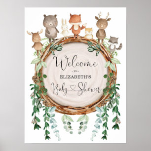 Whimsical Woodland Animals Baby shower Welkom Poster
