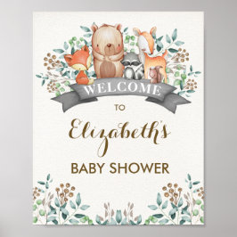 Whimsical Woodland Animals Baby shower Welkom Poster