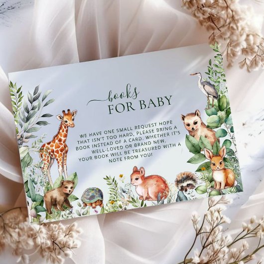 Whimsical Woodland Animals Boeken voor Baby shower Informatiekaartje