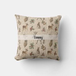 Whimsical Woodland Animals Custom Name  Kussen