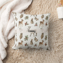 Whimsical Woodland Animals Custom Name  Kussen