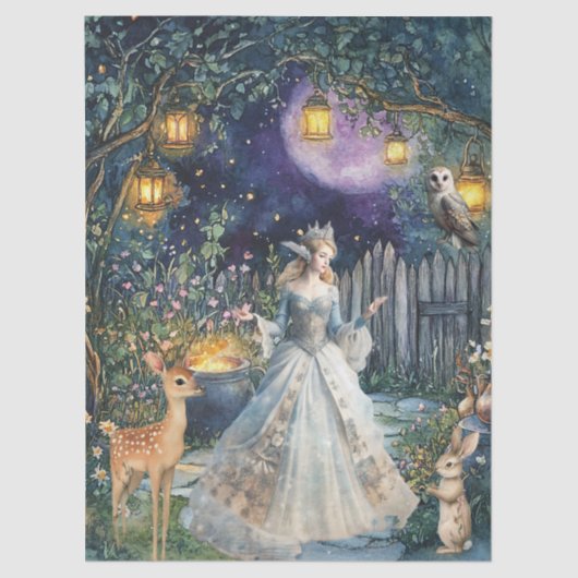 Whimsical Woodland Animals & Fairy Decoupage Paper Tissuepapier (Voorkant)