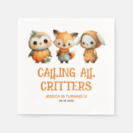 Whimsical Woodland Animals Fall Kids' Birthday Servet