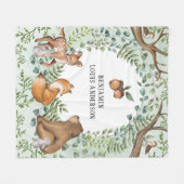 Whimsical Woodland Animals Forest Greenery Nursery Fleece Deken (Voorkant (Horizontaal))