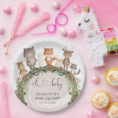 Whimsical Woodland Animals Forest Greenery Shower Papieren Bordje (Feest)