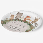 Whimsical Woodland Animals Forest Greenery Shower Papieren Bordje (Gekanteld)