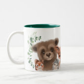 Whimsical Woodland Animals Forest Greenery Tweekleurige Koffiemok (Links)