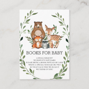 Whimsical Woodland Animals Green Books voor Baby Informatiekaartje
