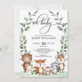 Whimsical Woodland Animals Greenery Baby shower Kaart (Voorkant)