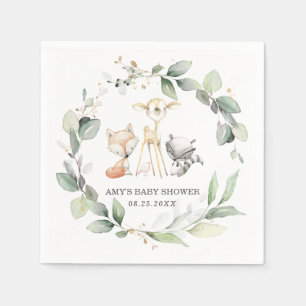Whimsical Woodland Animals Greenery Baby shower Servet