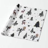 Whimsical Woodland Animals Holiday Wrapping Paper Cadeaupapier (Uitgerold)