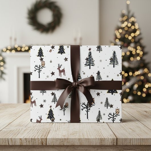 Whimsical Woodland Animals Holiday Wrapping Paper Cadeaupapier
