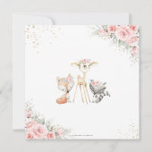 Whimsical Woodland Animals Roze Bloemen Verjaardag Bedankkaart (Achterkant)