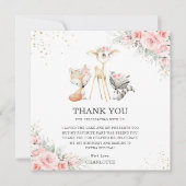 Whimsical Woodland Animals Roze Bloemen Verjaardag Bedankkaart (Voorkant)