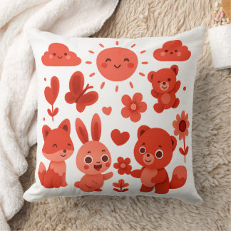 Whimsical Woodland Animals Sun & Hearts  Kussen