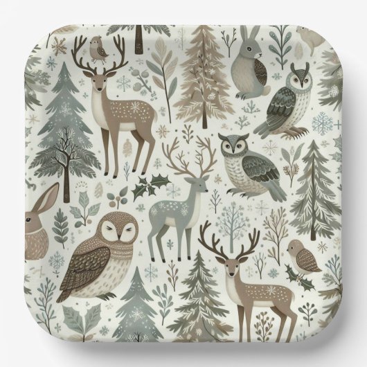 Whimsical Woodland Animals Vakantiepapier Bord (Voorkant)