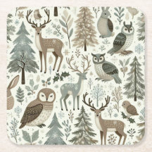 Whimsical Woodland Animals Vakantiepapier Onderzet