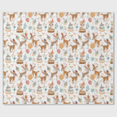 Whimsical Woodland Animals Verjaardag Cadeaupapier (Vlak)