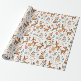 Whimsical Woodland Animals Verjaardag Cadeaupapier