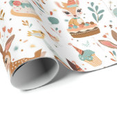 Whimsical Woodland Animals Verjaardag Cadeaupapier (Rol Hoek)
