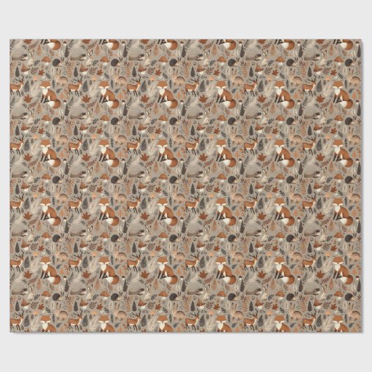 Whimsical Woodland Animals Wallpaper Cadeaupapier (Vlak)