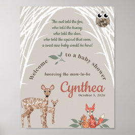 Whimsical Woodland Animals Welcome Sign Poster