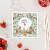 Whimsical Woodland Animals Wild One 1st Birthday Servet (Insitu)