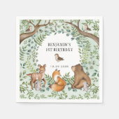 Whimsical Woodland Animals Wild One 1st Birthday Servet (Voorkant)