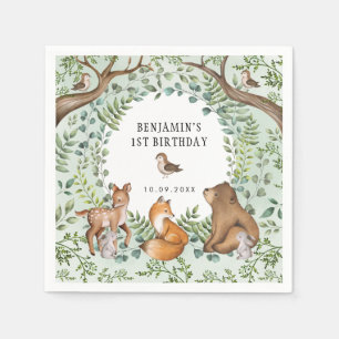 Whimsical Woodland Animals Wild One 1st Birthday Servet