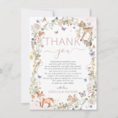 Whimsical Woodland Animals Wildflower Baby Shower Bedankkaart (Voorkant)
