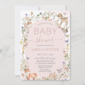 Whimsical Woodland Animals Wildflower Baby Shower  Kaart (Voorkant)