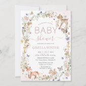 Whimsical Woodland Animals Wildflower Baby shower Kaart (Voorkant)