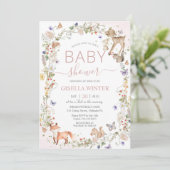 Whimsical Woodland Animals Wildflower Baby shower Kaart (Staand voorkant)