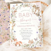 Whimsical Woodland Animals Wildflower Baby shower Kaart
