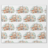 Whimsical Woodland Baby Animals 1e verjaardag Cadeaupapier (Vlak)