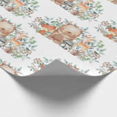 Whimsical Woodland Baby Animals 1e verjaardag Cadeaupapier (Hoek)