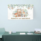 Whimsical Woodland Baby Animals Birthday Party Spandoek (Beurs)