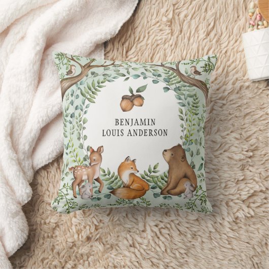Whimsical Woodland Baby Animals Forest Greenery Kussen (Deken)