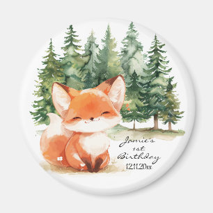 Whimsical Woodland Baby Fox 1st Birthday Magneet