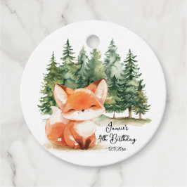 Whimsical Woodland Baby Fox 4e verjaardag Bedankjes Labels