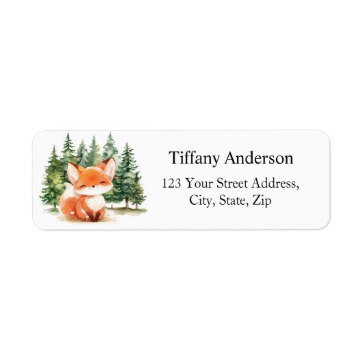 Whimsical Woodland Baby Fox Retouradres Etiket (Voorkant)