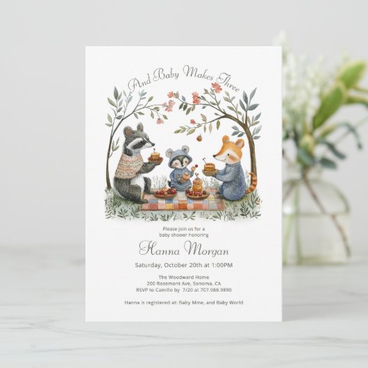 Whimsical Woodland Baby shower Kaart (Staand voorkant)