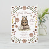Whimsical Woodland Bear Baby Shower Kaart (Staand voorkant)
