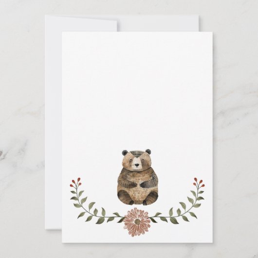 Whimsical Woodland Bear Baby Shower Kaart (Achterkant)