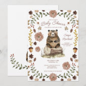 Whimsical Woodland Bear Baby Shower Kaart (Voorkant / Achterkant)