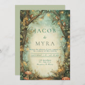 Whimsical Woodland Birds Uitnodiging voor een brui (Voorkant / Achterkant)