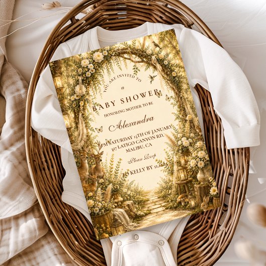 Whimsical Woodland Boho Baby Shower Kaart